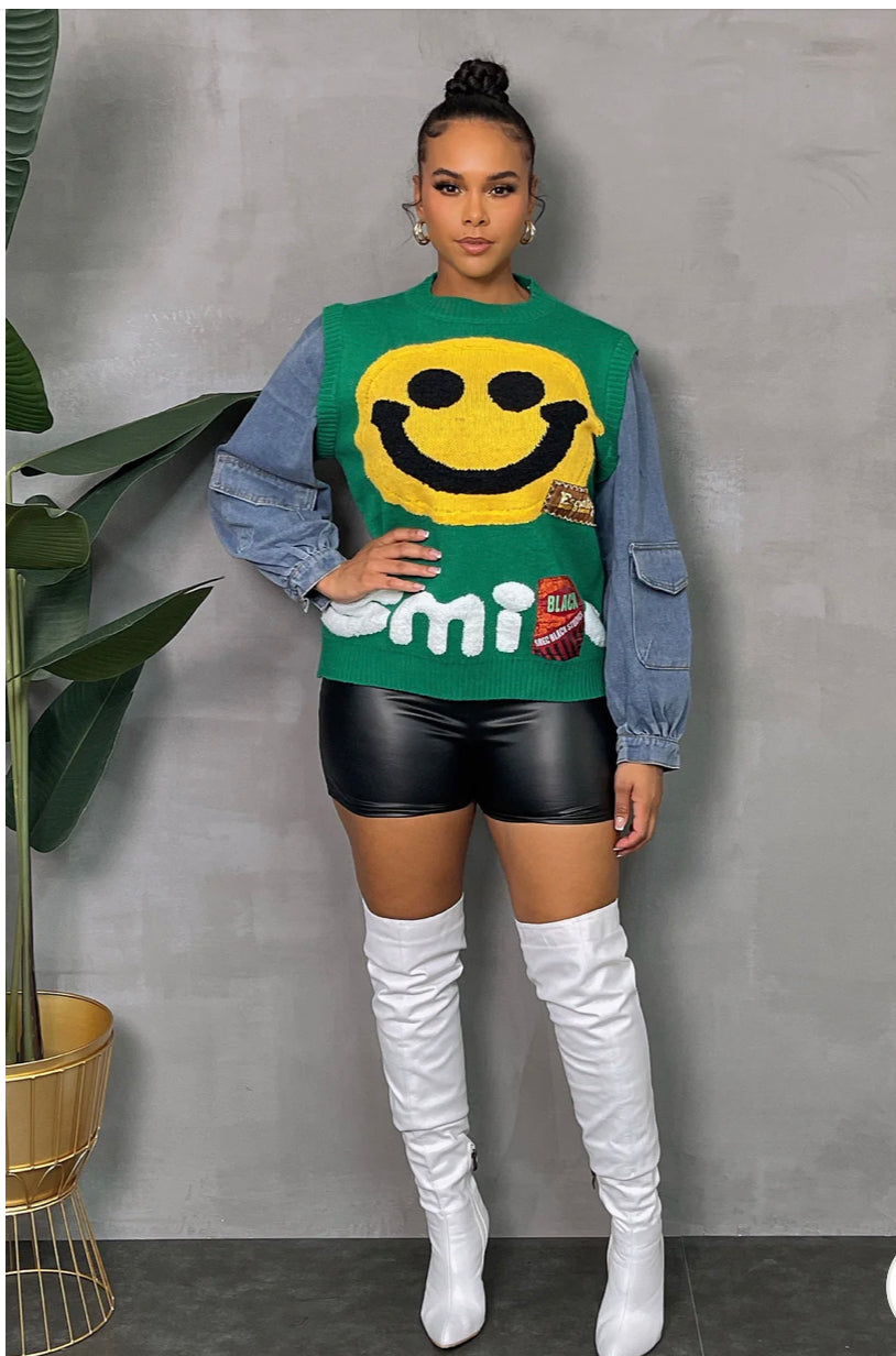 Green Smile Sweater