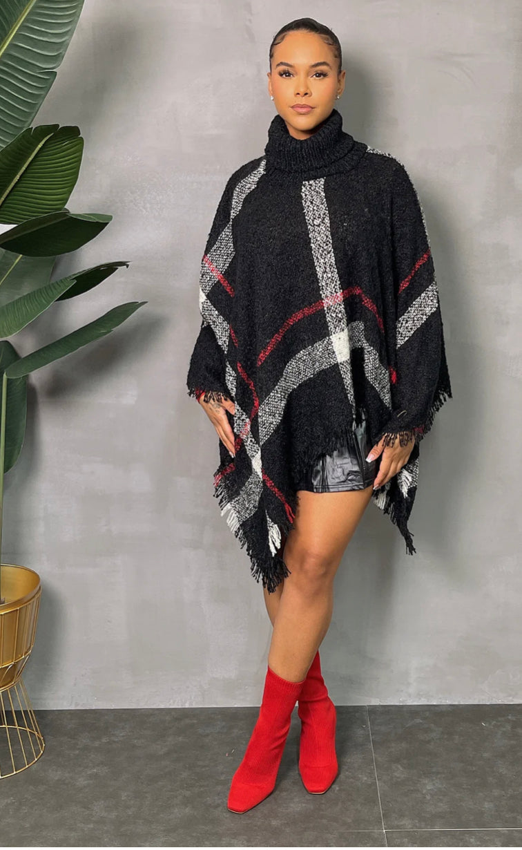 Black and Red Poncho