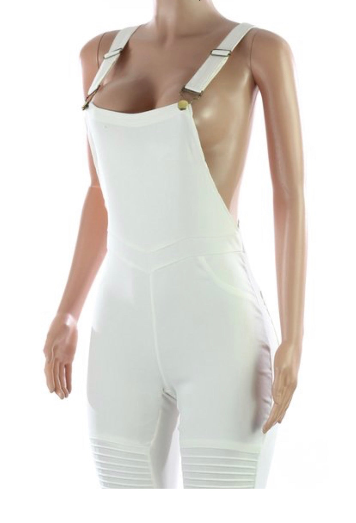 White Moto Zip Overall