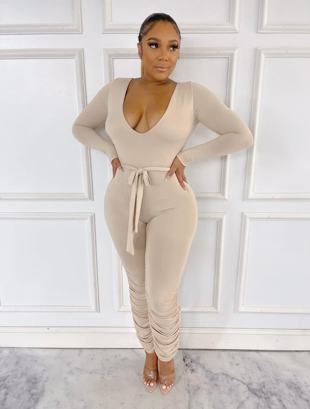 Tan Stacked Jumpsuit